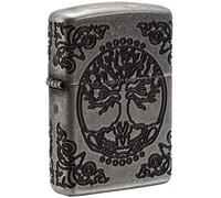 (TG. Standard) Zippo Unisex Albero della Vita Accendino, Armatura Argento Antico