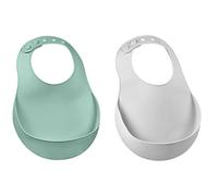 (TG. Taglia unica) BÉABA, Set da 2 bavaglini in silicone impermeabili, Fascia d