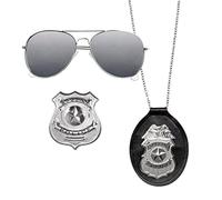 (TG. Taglia unica) Boland 01417 - Set di 3 occhiali da polizia, collana e distin