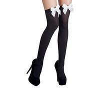 (TG. Taglia unica) Boland- Calze Autoreggenti Bow con Fiocco per Adulti, Nero, T