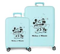 (TG. Taglia Unica) Disney Mickey & Minnie Kisses Set Valigia Turchese 55/70 cm A