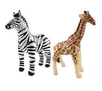 (TG. taglia unica) Folat Zebra Gonfiabile 60 Cm & Giraffa Gonfiabile 75 Cm - NUO