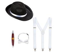 (TG. Taglia unica) "GANGSTER" (hat, braces, bow tie, cigar) - - NUOVO