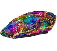 (TG. Taglia unica) "REVERSIBLE RAINBOW/GOLD SEQUIN BERET" - - NUOVO