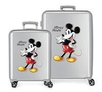 (TG. Taglia Unica) Set valigie Disney 100 Mickey Joyful Grigio 55/70 cm ABS rigi