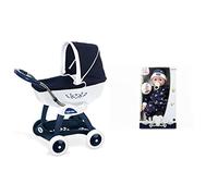 (TG. taglia unica) Smoby - Carrozzina Baby Blu, 7600251181, 3 Anni, con Cappotti