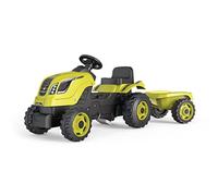 (TG. taglia unica) Smoby Farmer XL Pedal Tractor + Trailer - Green - NUOVO