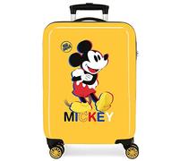 (TG. Taglia Unica) Valigia da cabina Disney Mickey 3D Ocra 38x55x20 cm ABS rigid
