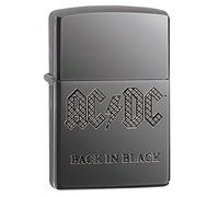(TG. taglia unica) Zippo - AC/DC, Auto Engrave - Armor, High Polish Black Ice