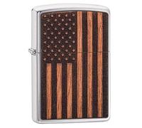 (TG. Taglia unica) Zippo Woodchuck USA Flag Pocket Lighter, Accendino. Unisex-Ad
