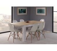 (TG. UNICO) Dmora Tavolo pranzo allungabile, legno bianco e rovere-cm. 140/190 x