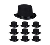 (TG. Up to 58 cm) Relaxdays Set da 10 Cappelli a Cilindro, Costume Mago da Donna