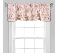 Lush Decor Riley - Mantovana per finestra, con dettagli a fiocco fatti a mano, elegante pannello singolo filtrante per la luce, 137,2 cm di larghezza x 45,7 cm di lunghezza, colore rosa cipria