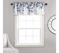 (TG. Valance) Lush Decor Weeping Flowers Navy and Blue Valance Curtain for Windo