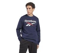 (TG. XL) Reebok Logo Grande impilato Crew Maglia di Tuta, Marina vettoriale, XL