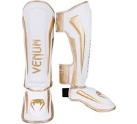 (TG. XL) Venum Elite, Parastinchi da Boxe Unisex, Bianca/Oro, XL - NUOVO