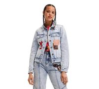 (TG. XS) Desigual CHAQ_Patch M, 5053 Denim Giacca, Blue, XS da Donna - NUOVO