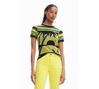 (TG. XS) Desigual TS_Cagliari 8018 T-Shirt, Giallo, XS Donna - NUOVO