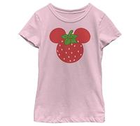 (TG. XS) Disney Characters Strawberry Ears Girl's Solid Crew Tee, Rosa Chiaro, X