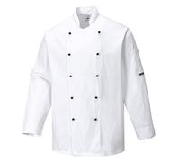 (TG. XS) Portwest C834WHRXS Giacca da Chef Somerset, Bianco, XS - NUOVO