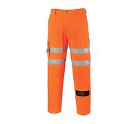 (TG. XXL) Portwest RT46 Pantaloni Ferroviari Combat, Arancione, XXL - NUOVO