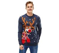 (TG. XXL) U Look Ugly Today Christmas Jumpers Maglione, Red Nose RoudolphBlue,