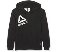 (TG. XXS) Reebok BS1447, Felpa con Cappuccio Bambino, Nero/Bianco, XXS - NUOVO