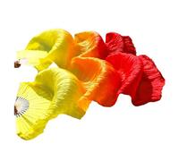 TGDGFKIAS Fan della Danza del Ventre, Ventagli di Seta for Danza del Ventre Fatti a Mano con Cornice in bambù, sfumati, Multicolore, Varie Misure, Confezione da 2(Oranje,150x90cm Real Silk)