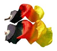 TGDGFKIAS Fan della Danza del Ventre, Ventagli di Seta for Danza del Ventre Fatti a Mano con Cornice in bambù, sfumati, Multicolore, Varie Misure, Confezione da 2(Schwarz,230x90cm Real Silk)