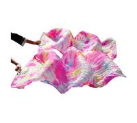 TGDGFKIAS Fan della Danza del Ventre, Ventagli di Seta for Danza del Ventre Fatti a Mano con Cornice in bambù, sfumati, Multicolore, Varie Misure, Confezione da 2(Gold,250x90cm Real Silk)