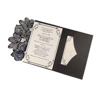 TGDGFKIAS invito al matrimonio, Kit di inviti di nozze con design a foglia tagliato al laser multicolore e configurazioni multiple(Schwarz,Laser cover only)
