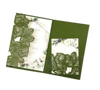 TGDGFKIAS invito al matrimonio, Kit di inviti di nozze con design a foglia tagliato al laser multicolore e configurazioni multiple(Olive green2,Blank set)