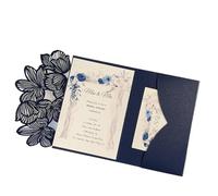 TGDGFKIAS invito al matrimonio, Kit di inviti di nozze con design a foglia tagliato al laser multicolore e configurazioni multiple(Blue,Blank set)