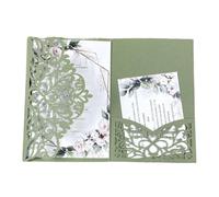 TGDGFKIAS invito al matrimonio, Kit di inviti di nozze con design a foglia tagliato al laser multicolore e configurazioni multiple(Sage green vintage,Blank set)