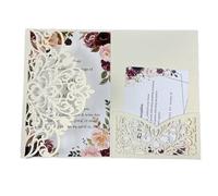 TGDGFKIAS invito al matrimonio, Kit di inviti di nozze con design a foglia tagliato al laser multicolore e configurazioni multiple(Beige vintage,Cover and envelope)