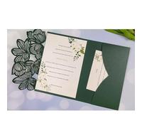 TGDGFKIAS invito al matrimonio, Kit di inviti di nozze con design a foglia tagliato al laser multicolore e configurazioni multiple(Green,Laser cover only)