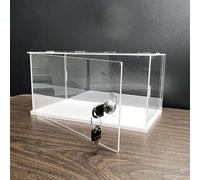 TGDGFKIAS mostra acrilico, Vetrina in acrilico trasparente con base bianca, serratura e chiave, auto-assemblaggio, diverse dimensioni(20cm(8") x20cm(8") x35cm(14"))