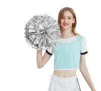 TGDGFKIAS Pompon da cheerleader, Confezione da 2 pompon da cheerleader in velluto multicolore for le prestazioni di squadra(Silver)