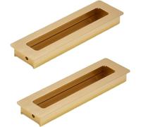 TGDGFKIAS Porta Integrata, Maniglie for Porte scorrevoli da Incasso, Confezione da 2, in Lega di Alluminio Color Oro, Distanza Fori 64-128 mm(Hole Distance 128mm)