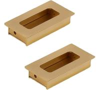 TGDGFKIAS Porta Integrata, Maniglie for Porte scorrevoli da Incasso, Confezione da 2, in Lega di Alluminio Color Oro, Distanza Fori 64-128 mm(Hole Distance 64mm)