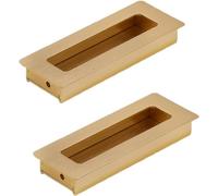 TGDGFKIAS Porta Integrata, Maniglie for Porte scorrevoli da Incasso, Confezione da 2, in Lega di Alluminio Color Oro, Distanza Fori 64-128 mm(Hole Distance 96mm)