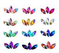 TGDGFKIAS Strass per Abiti, 100 Pezzi di Strass Non termoadesivi a Forma Occhio Cavallo con Retro Piatto, Foglia Multicolore, Diverse Misure E7057(Mix AB Colors,5x10mm 100pcs)