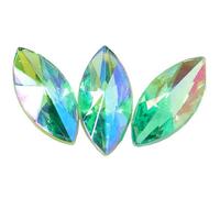 TGDGFKIAS Strass per Abiti, 100 Pezzi di Strass Non termoadesivi a Forma Occhio Cavallo con Retro Piatto, Foglia Multicolore, Diverse Misure E7057(Lt Peridot AB,7x15mm 100pcs)