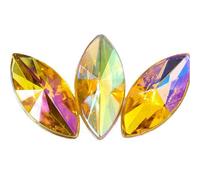 TGDGFKIAS Strass per Abiti, 100 Pezzi di Strass Non termoadesivi a Forma Occhio Cavallo con Retro Piatto, Foglia Multicolore, Diverse Misure E7057(Topaz AB,5x10mm 100pcs)