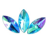 TGDGFKIAS Strass per Abiti, 100 Pezzi di Strass Non termoadesivi a Forma Occhio Cavallo con Retro Piatto, Foglia Multicolore, Diverse Misure E7057(Aquamarine AB,7x15mm 100pcs)