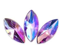 TGDGFKIAS Strass per Abiti, 100 Pezzi di Strass Non termoadesivi a Forma Occhio Cavallo con Retro Piatto, Foglia Multicolore, Diverse Misure E7057(Lt Amethyst AB,7x15mm 100pcs)