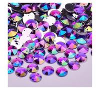 TGDGFKIAS Strass per Abiti, 1000 Pezzi di Strass da Cucito Rotondi in Cristallo Acrilico Multicolore 10 mm con Retro Piatto(Purple AB)