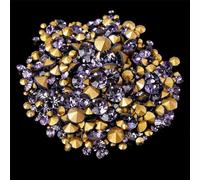 TGDGFKIAS Strass per Abiti, 400 Pezzi da 6 Grammi, Strass di Cristallo Multicolore di Diverse Dimensioni con Punta sul Retro, for lavori Fai da Te(Violet)