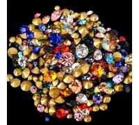 TGDGFKIAS Strass per Abiti, 400 Pezzi da 6 Grammi, Strass di Cristallo Multicolore di Diverse Dimensioni con Punta sul Retro, for lavori Fai da Te(Mix Colors)