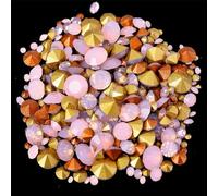 TGDGFKIAS Strass per Abiti, 400 Pezzi da 6 Grammi, Strass di Cristallo Multicolore di Diverse Dimensioni con Punta sul Retro, for lavori Fai da Te(Pnnrk Opal)